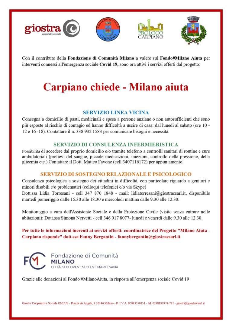 Carpiano chiede - Milano Aiuta